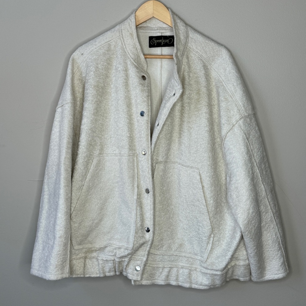 Spoon Jeans Jacket Men's Size 3XL Ivory Snap Button Retro Y2K Unlined Hip Hop